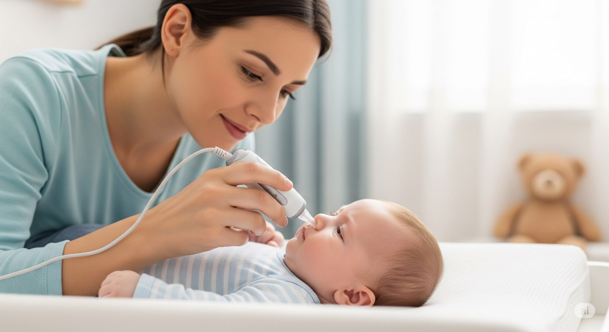 Mouche-bébé électrique Rechargeable – 3 Niveaux D’aspiration + 3 Embouts Silicone – Avec Musique Apaisante - 7