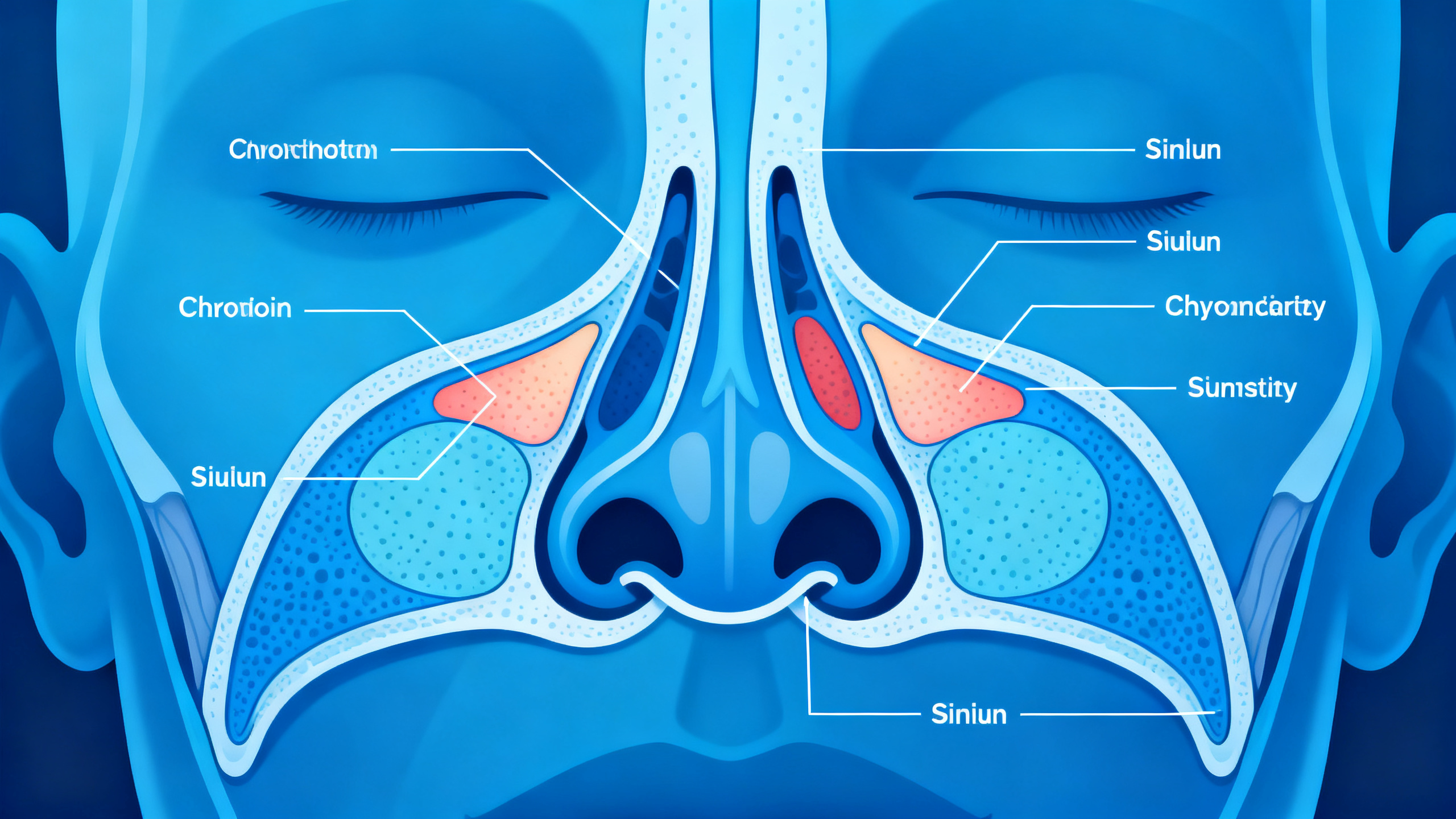 Illustration sinusite chronique coupe anatomique voies nasales