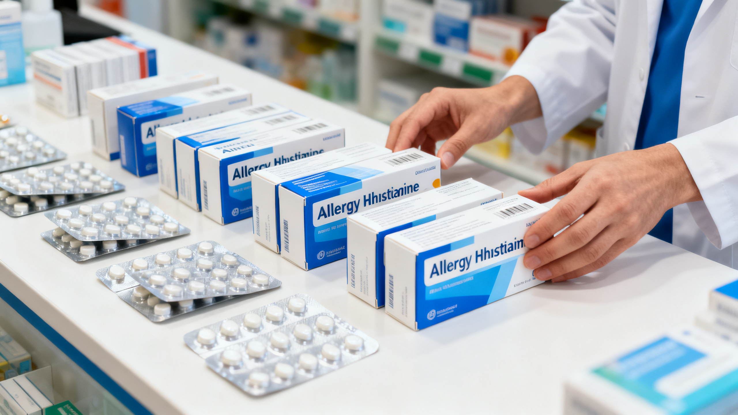 Boîtes de médicaments antihistaminiques contre l allergie au pollen