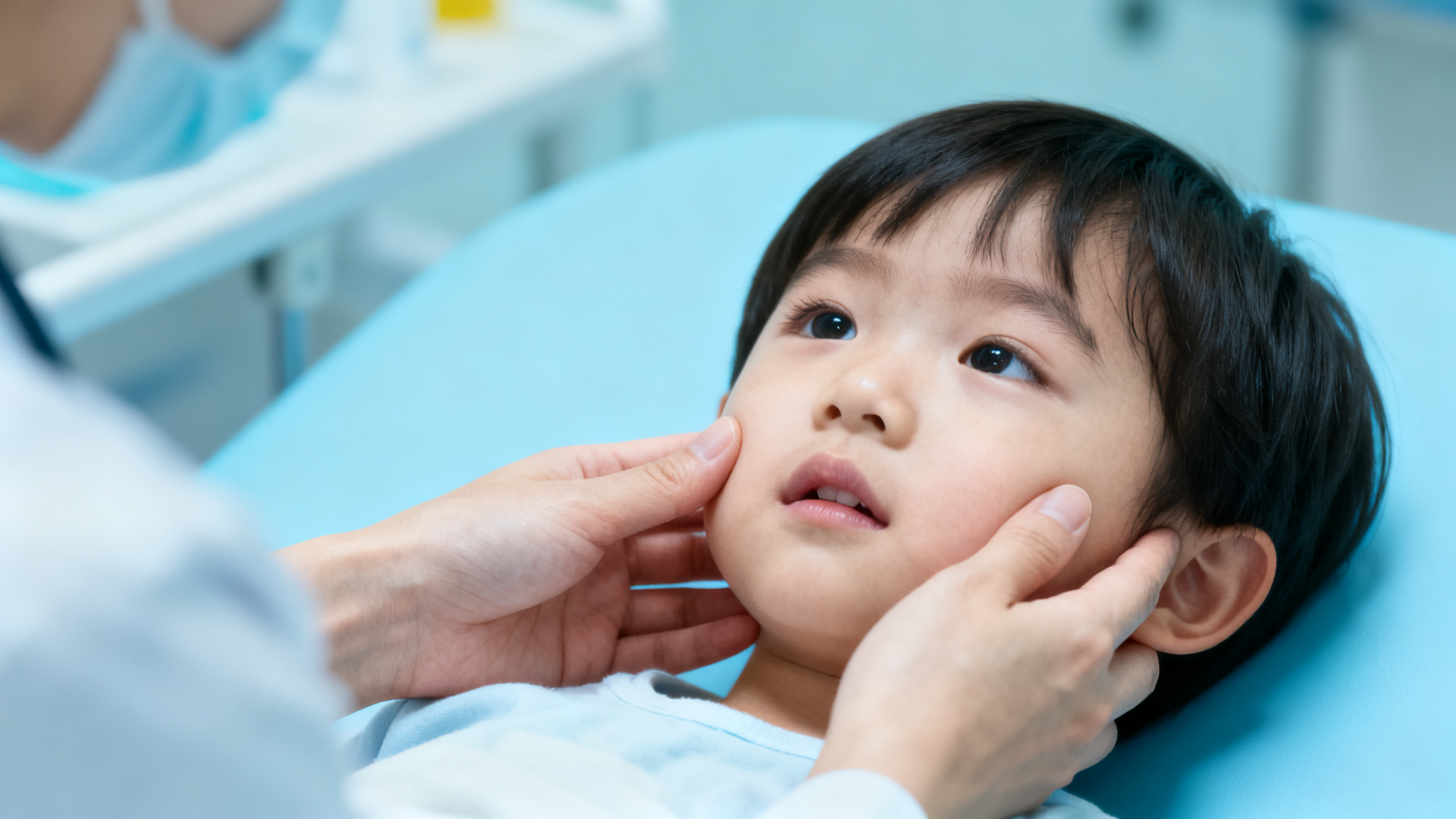 Parent examine le nez de son enfant - corps étranger nasal