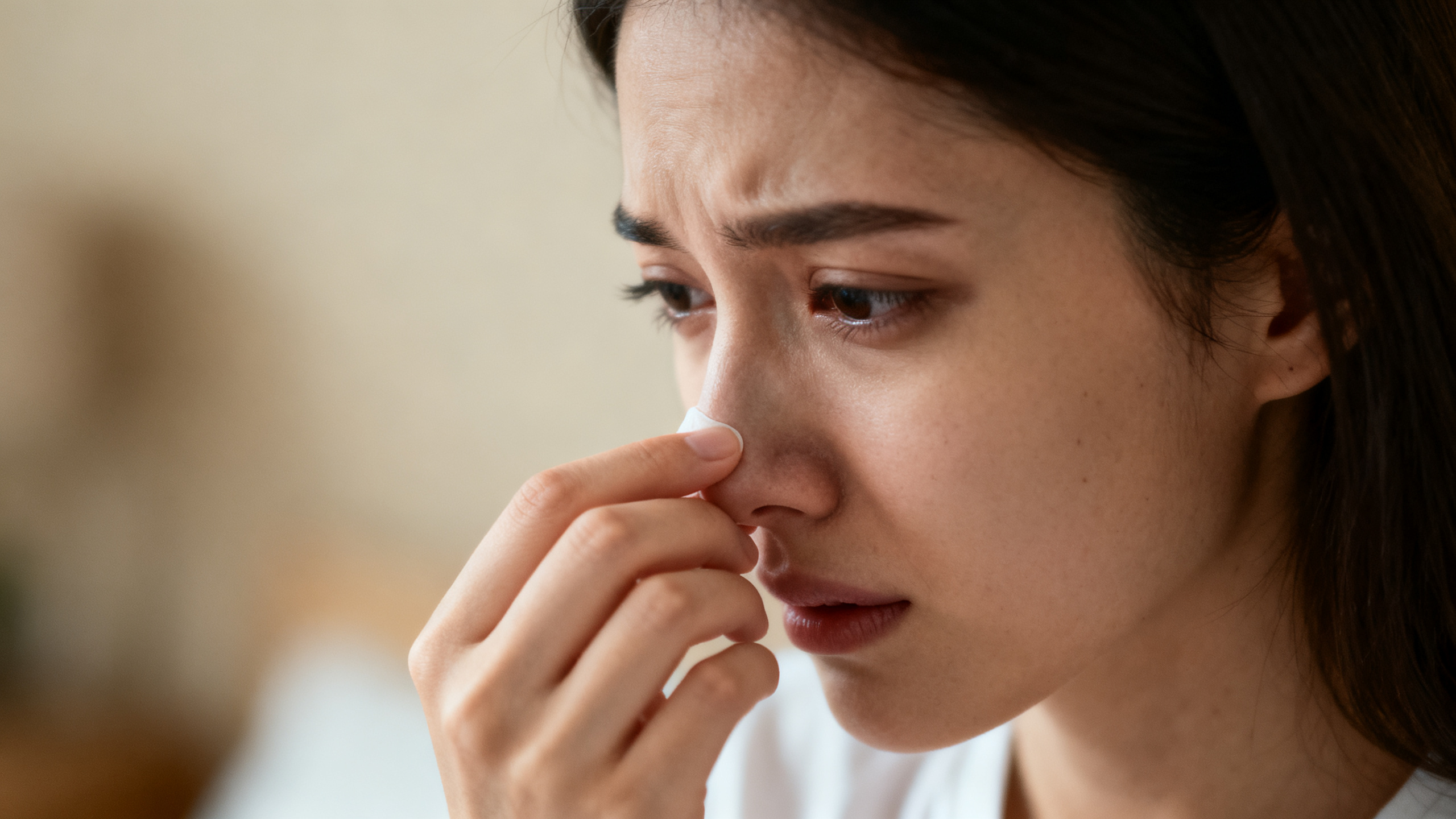 Femme souffrant de rhinite vasomotrice