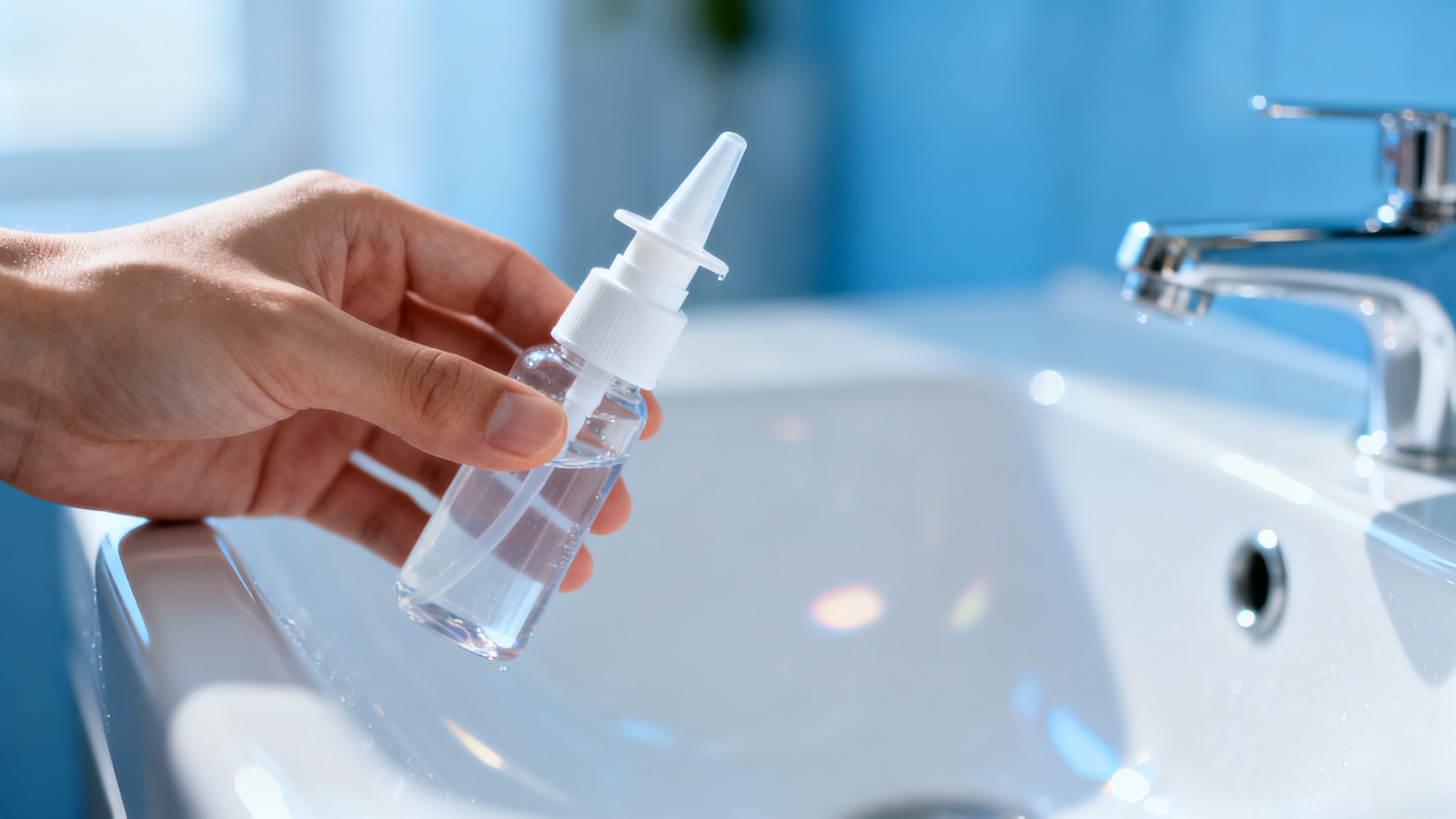 Flacon de spray nasal hypertonique pour traiter la sinusite éthmoïdale
