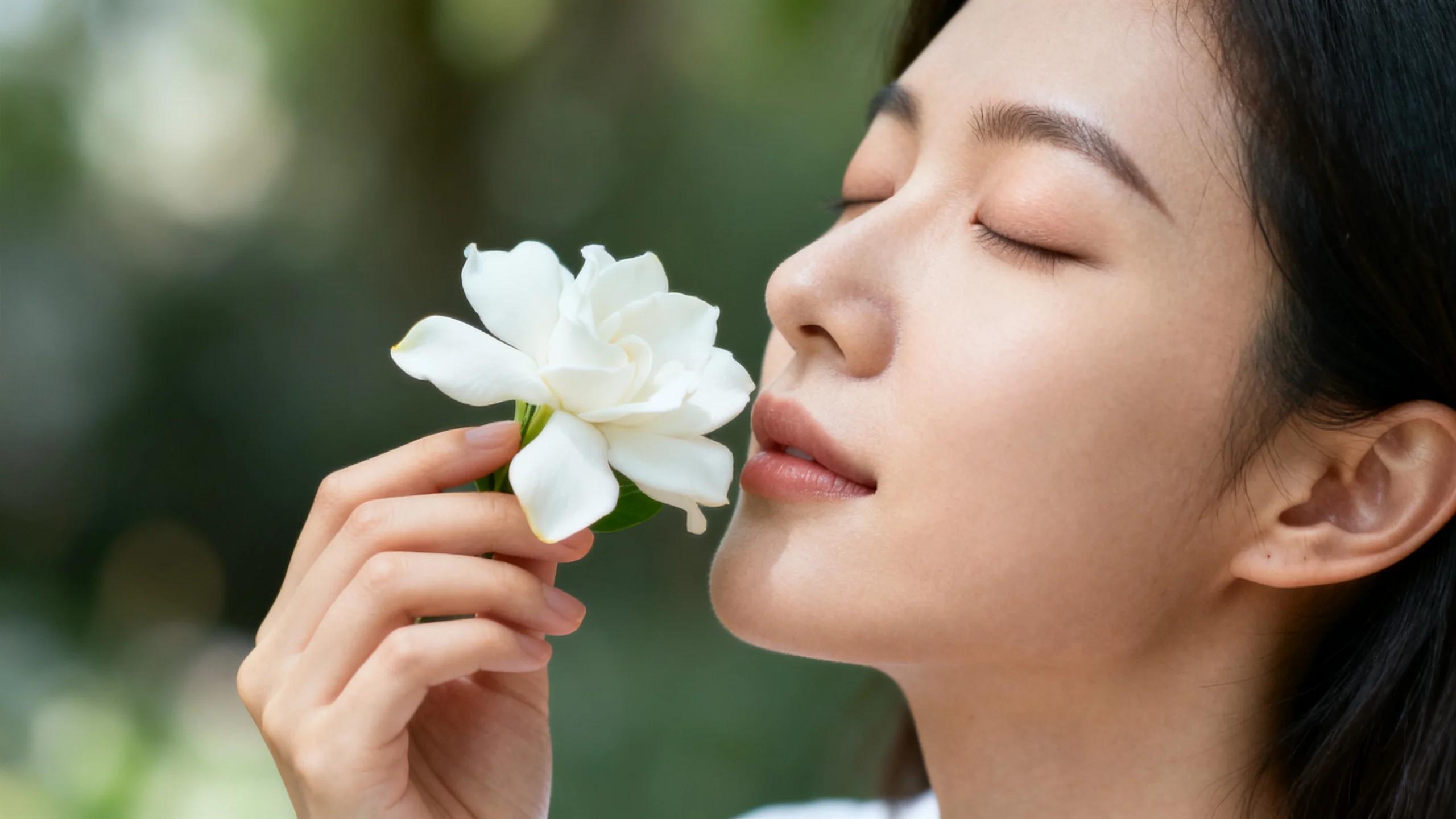 femme qui tient une fleur sans pouvoir sentir, illustration anosmie et perte d'odorat